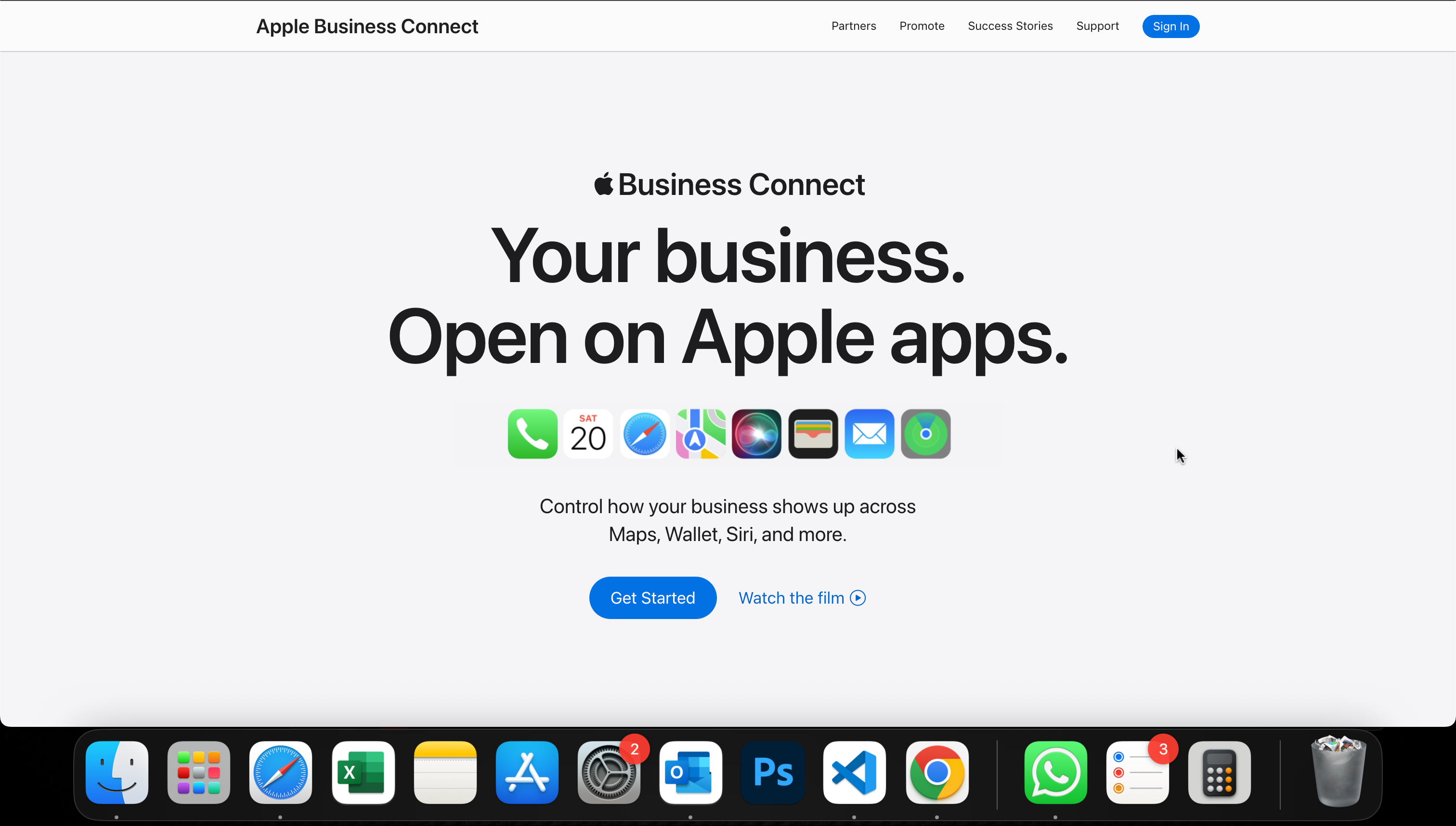 Pagina Get Started Apple Business Connect